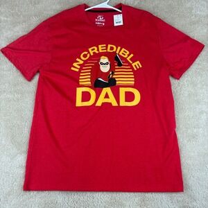 Disney Pixar Mens The Incredibles Dad Graphic Tee XL Cotton Red Heather NWT